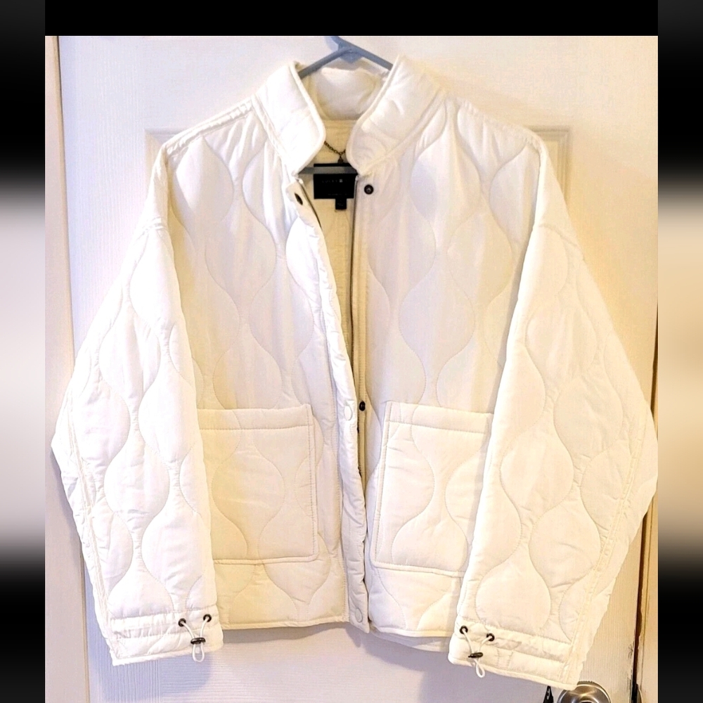 LUCKY BRAND WOMENS ONION QUILTED BARN JACKET OFF WHITE NWT ZIPPER SNAPS XL $178